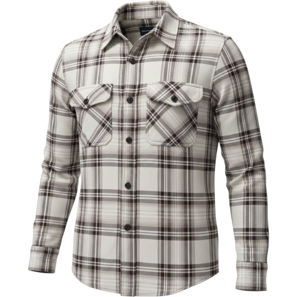 Abercrombie & Fitch grey plaid button up shirt/jacket Size L'